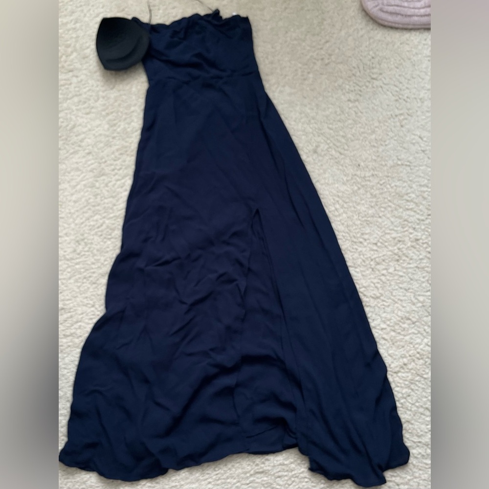 Reformation Elegant Navy Blue Sleeveless Evening Gown XS 0 or 2